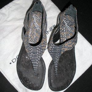Donald Pliner snakeskin leather open toe wedge SZ: 61/2 M Excellent